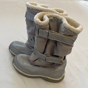 Lands' End Silver Gray Kids Snow Boots